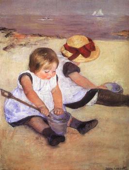 Mary Cassatt : Children Playing on the Beach